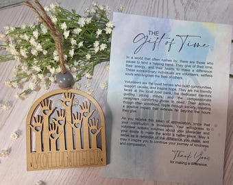 Volunteer Story Ornament – Gift of Time, Personalized Keepsake, Appreciation Gift, Car Charm