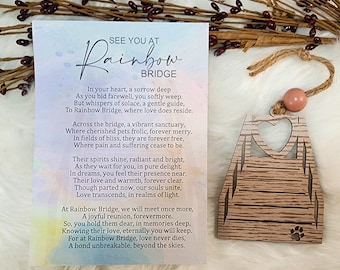 Rainbow Bridge Pet Memorial Ornament – Personalized Pet Loss Gift, In Loving Memory Dog or Cat Keepsake, Sympathy Ornament