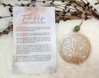 Tree of Life Ornament – Divine Family Tree, Personalized Family Gift, Eco Wood Keepsake, Story Printout, Heirloom Home Decor