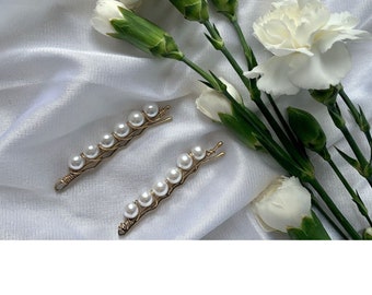 La lune | faux white pearls, pearl accessories, hair accessories, hair pins, bobby pins, wedding, bridal, bridesmaids, hair pearls