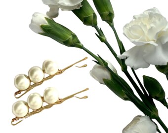 Trio Pearls | pearl barrettes, pearl accessories, hair accessories, hair pins, barrettes, bridesmaids, wedding, pearl hair pins