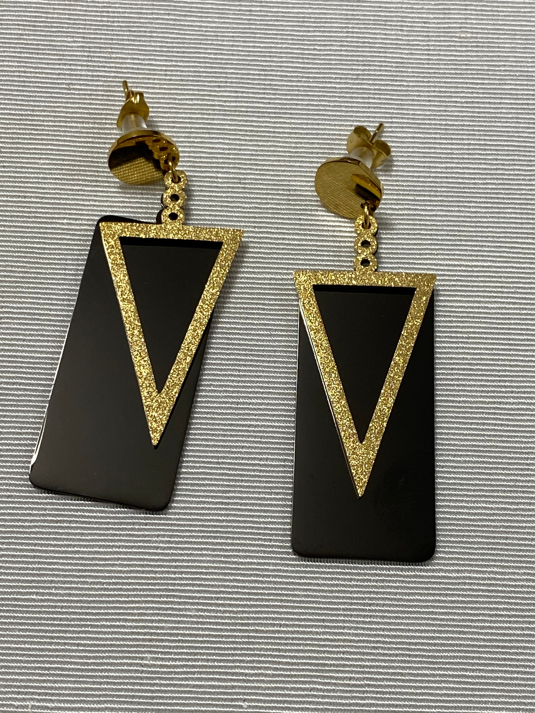 Earrings black gold Clearance
