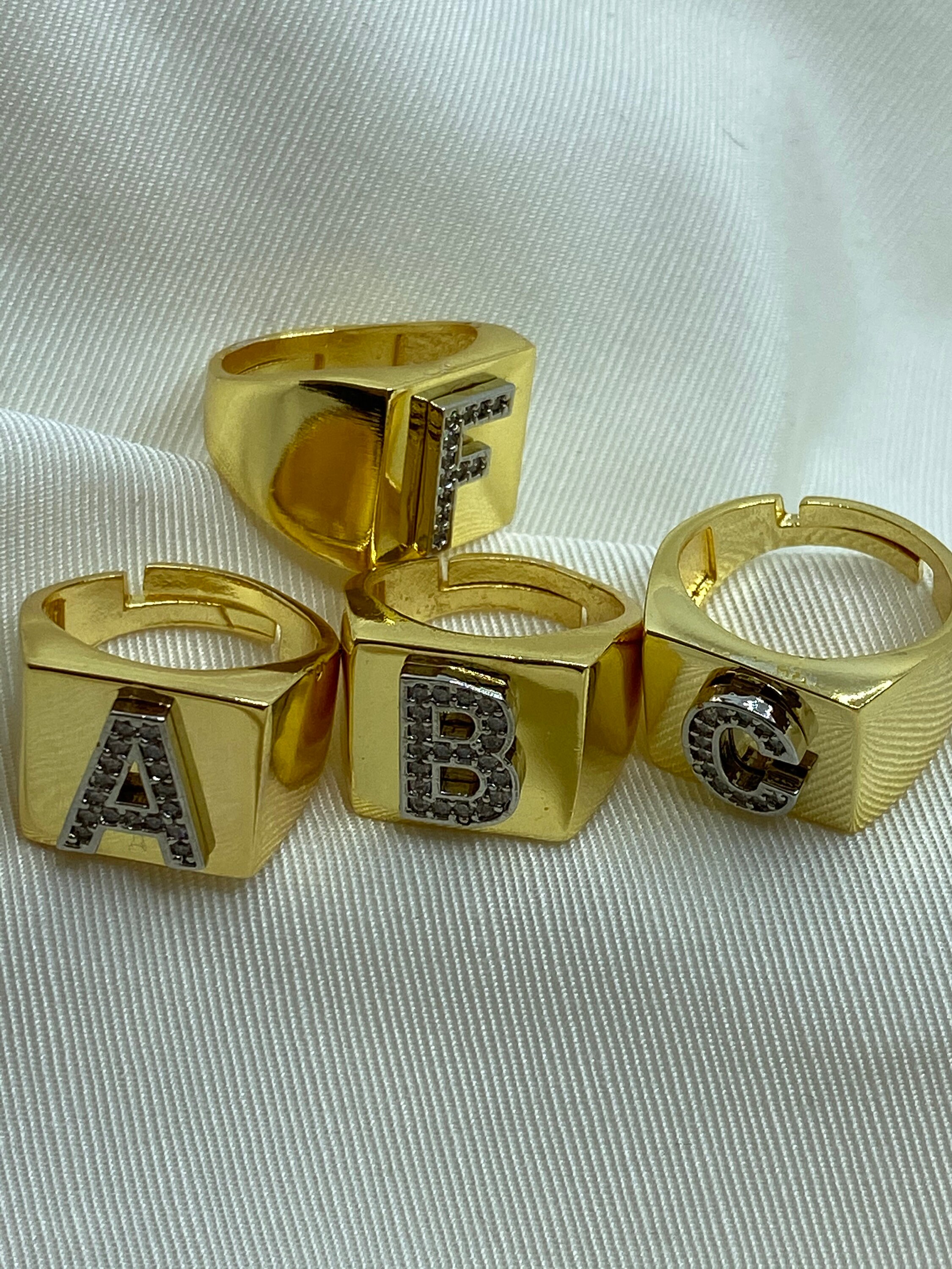 Personalized Gold Ring Alphabet Rings Letter A to Z Etsy