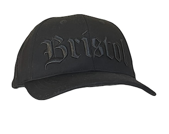 Schwarze Bristol-Baseballkappe: 3D-Schriftzug, gebogener Schirm