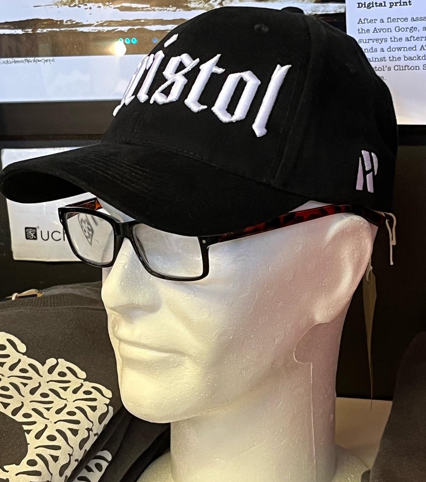 Black Bristol Baseball Cap: 3D White Lettering, Curved Peak - Etsy