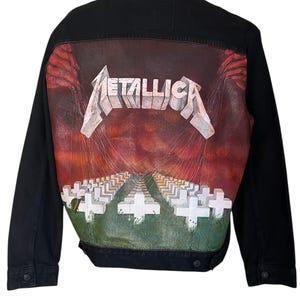 Metallica - Master of Puppets Custom Hand-Painted Black Denim Jacket L (Mens Size)