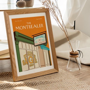 Poster Mile End Bagel Montreal / Stampa artistica vintage di Montreal / Illustrazione disegnata a mano / Poster di viaggio retrò / Decorazione murale