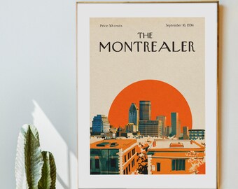 Montreal Travel Poster | Vintage Ville Marie Skyline Art (Digital Download)