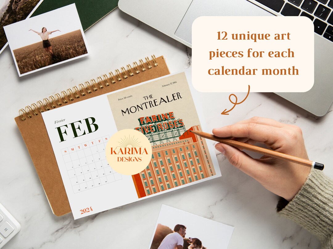 Montreal Calendar 2024 Printable PDF Vintage Aesthetic Art the