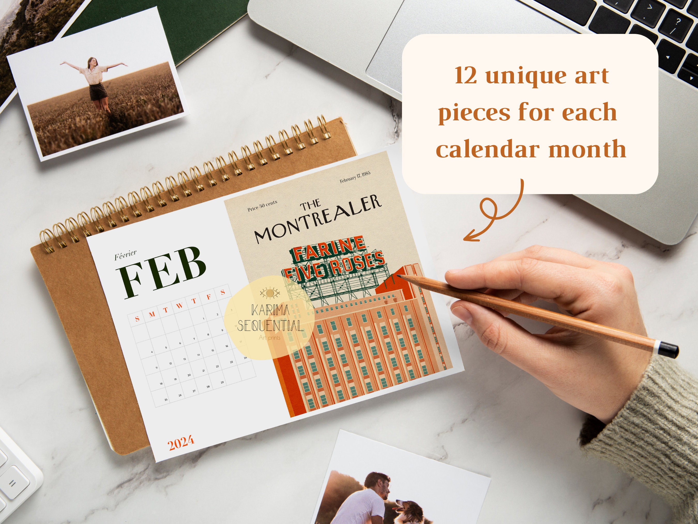 Montreal Calendar 2024 Printable PDF Vintage Aesthetic Art Etsy Canada