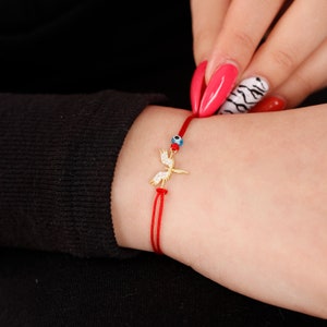 Pulsera de ángel de plata, pulsera, pulsera de plata, pulsera roja de buena suerte, pulsera roja de la suerte, regalo para mujer, regalo para mamá, regalo para amiga
