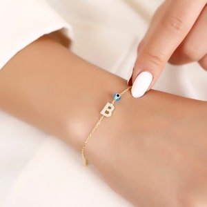 Pulseira de prata com letra B, presente para a mãe, presente para mulheres, pulseira com letra personalizada, pulseira com nome personalizado, novo presente para a mãe, presente personalizado