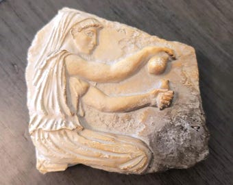 Ancient Scene Wall Plaque - Wall Decor - Carved Stone? Museum Copy Athens JE56