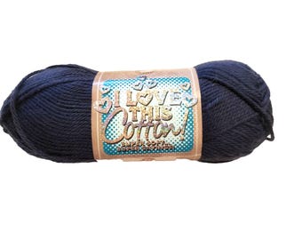 Lote de 3 ¡Me encanta este algodón! Hilo 306 Denim oscuro 100 % algodón, 100 g, 180 yardas, para crochet