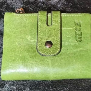 Cartera GZCZ de piel verde con RFID y DNI extraíble, 20 compartimentos, 12 x 8,9 cm, unisex, 70