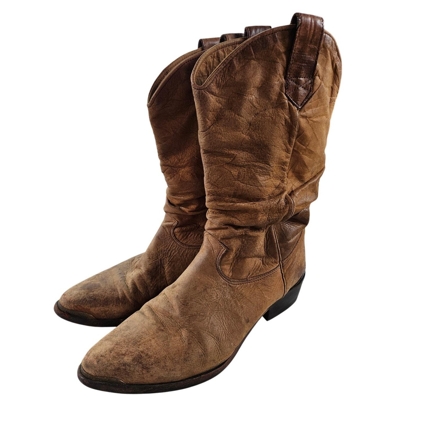 Dingo Ranger Stivali Western Uomo In Pelle Con Punta Rotonda E Tacco Stockman, Altezza 28 Cm