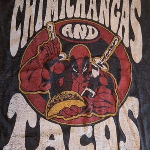 Camiseta vintage Marvel XL gris con chimichangas y tacos, con queso, 117 cm, Deadpool B62 imagen 3