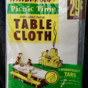 Tovaglia usa e getta in carta da picnic vintage, confezione sigillata, da collezione, 1970