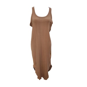 brown fitted tank dress Jersey Tank Dress with Pockets for Tall Women in Clay Brown XL / Tall / Clay Brown