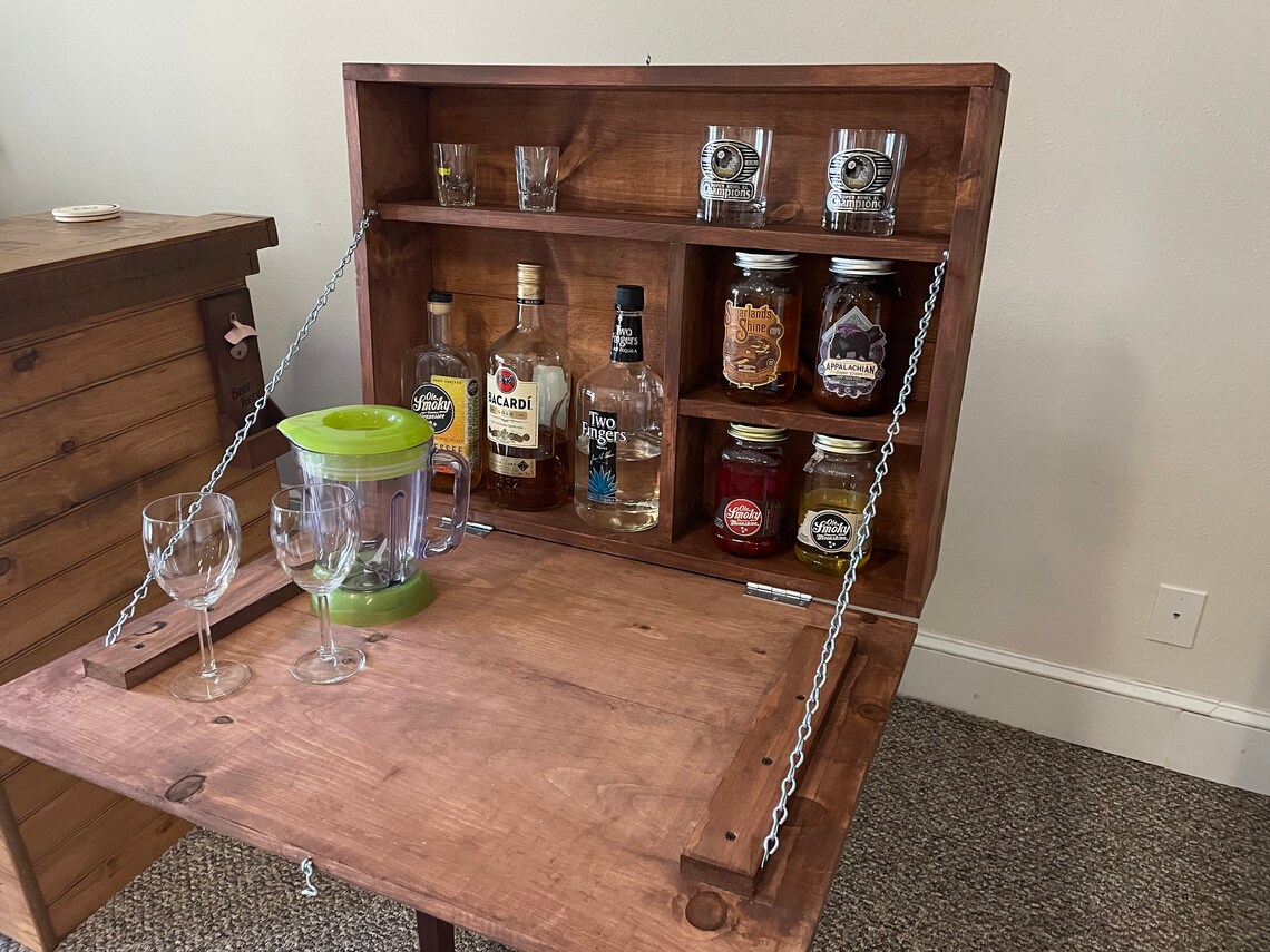 Wall Bar, Bar Items, Man Cave, Wedding Gift, Wall Bar Cabinet - Etsy
