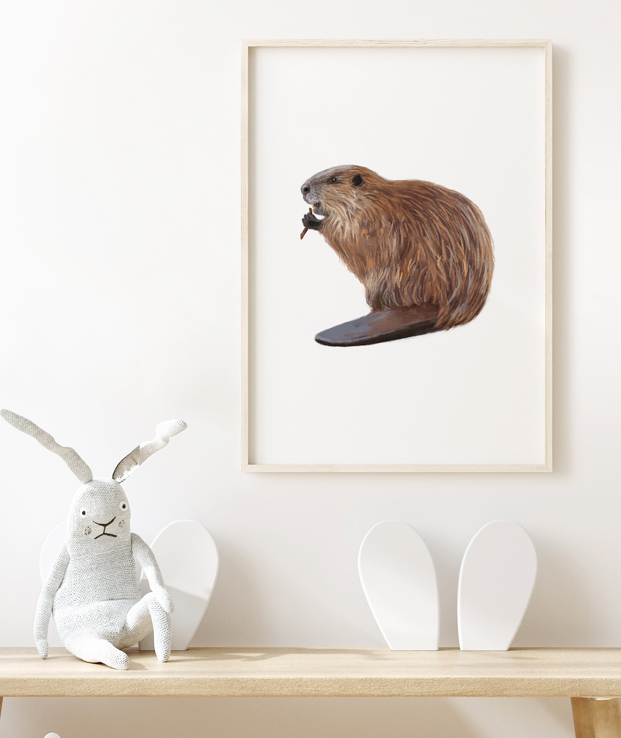 Beaver Print Woodland Printable Wall Art Forest Animals | Etsy
