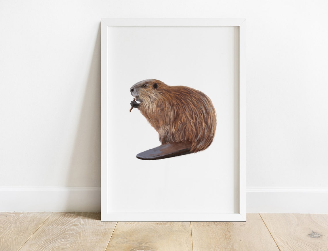 Beaver Print Woodland Printable Wall Art Forest Animals Etsy