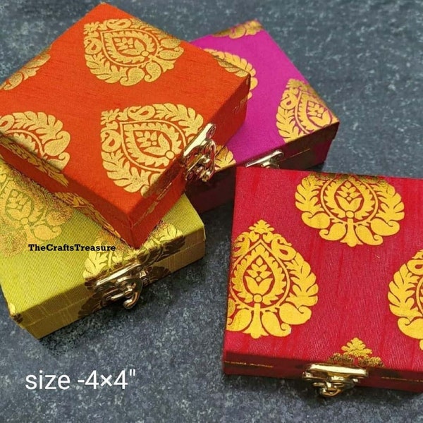 Lot of 5 To 100 Pcs Indian Sweet Boxes, Shagun Box, Indian Bridesmaid Box, Indian Wedding Gift, Fabric Gift Box, Wedding Favor Return Gift