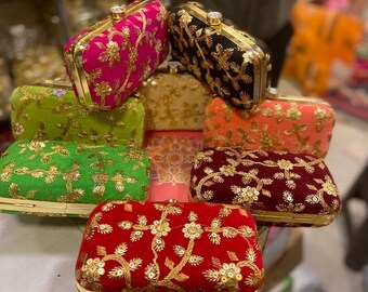 Lot of 5 To 100 pcs Indian Handmade Embroidered Velvet Clutch Bag - Clutch Purse for Women - Wedding Favor - Return Gifts - Bridesmaid Gift