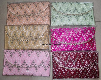 Wholesale Lot of 5-100 Pcs Women's Embroidered Women's Clutch Purse Bag, Bridal Clutch Purse, Mehendi Favours, Wedding Favours, Return Gifts