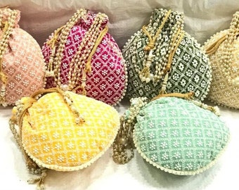 Wholesale Lot of 5-100 Pcs Indian Handmade Women's Chikan Embroidery Clutch Purse, Indian Bridesmaid Gifts, Wedding Favors, Return Gifts