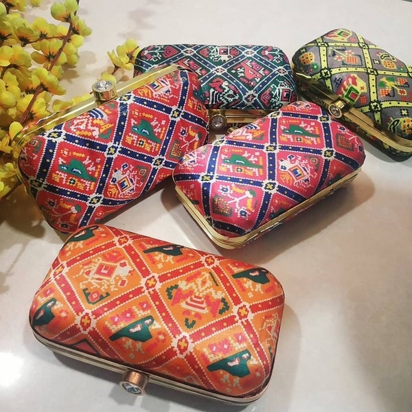 Wholesale Lot of 5 to 100 pcs Indian Handmade Silk Patola Clutch Bags, Clutch Purse for Women, Indian Wedding Gifts, Return Favours Gifts