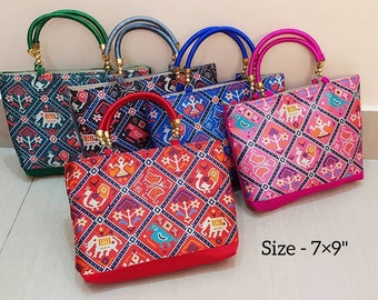 Lot of 5-50 Pcs Indian Handmade Women's Embroidered Handbag, Indian Fabric Clutch Purse, Wedding Favor, Return Gift, Bridesmaid Gifts