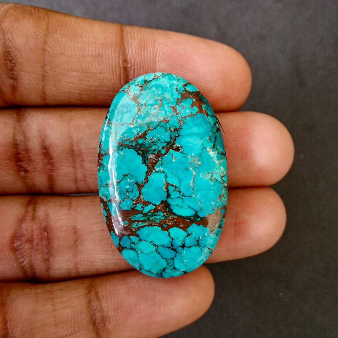 Large Genuine Turquoise Oval Cabochon calibrated flat back Etsy