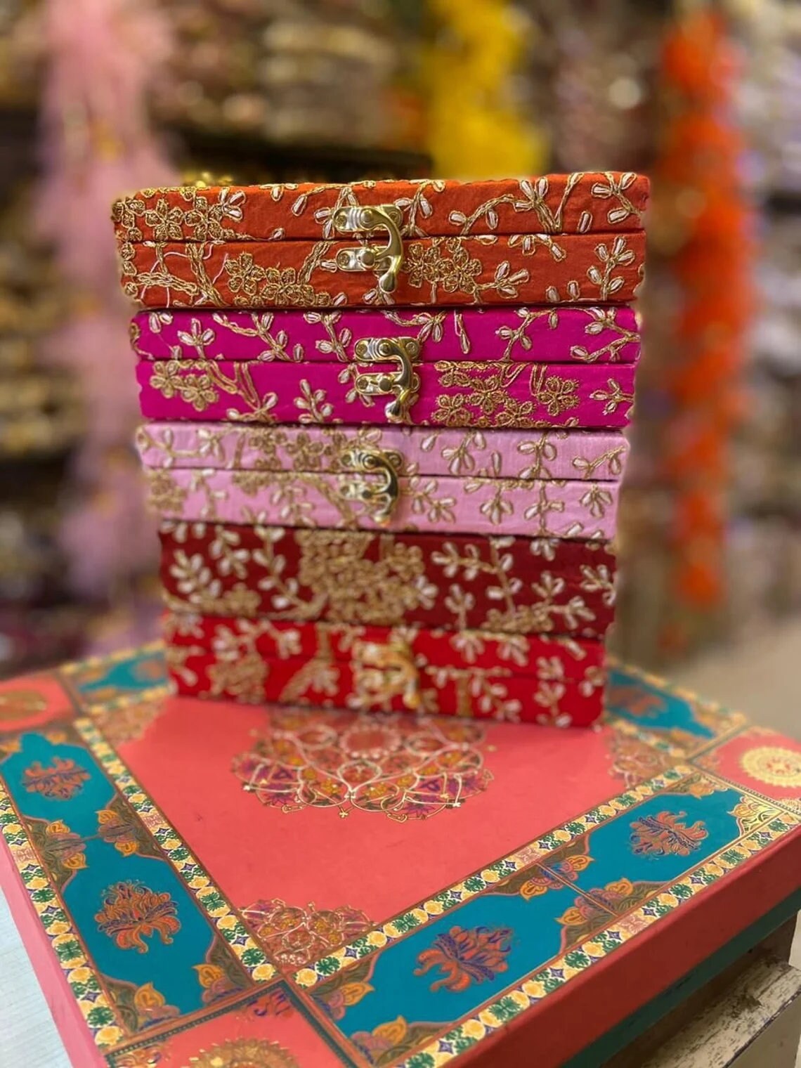Lot of 5100 Pcs Indian Handmade Embroidered Gift Box, Indian Wedding