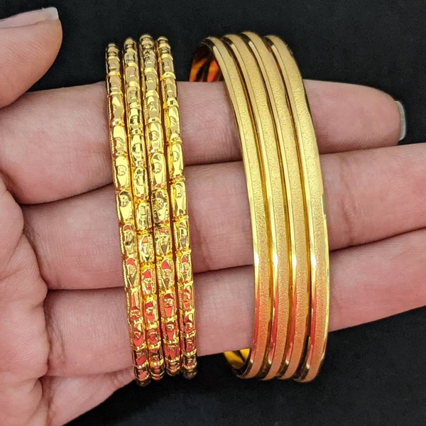 Indian daily wear gold plated bangles/4 bangles/Wedding bangle/bridal jewelry/bracelet/South India bangles/Traditional bangles/India jewelry