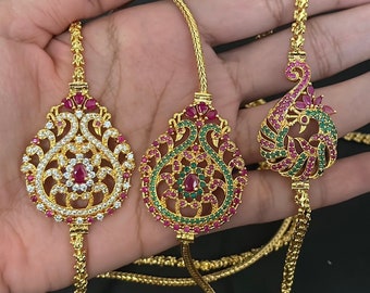 24" India Manglasutra Chain/South Indian mugappu thali chain/Gold plated CZ chain/Thali chain/Side locket chain/Marriage chain/Wedding Chain