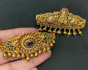 Gold Plated Hair Clip/lakshmi Ruby India Hairclip/temple Hair