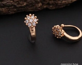 Flower Nose Ring, Non-Piercing clip On Nosering, Nose Cuffs,Fake Nose Ring, Nose studs, India nose ring, rose Gold Nose pin, CZ stones ring,