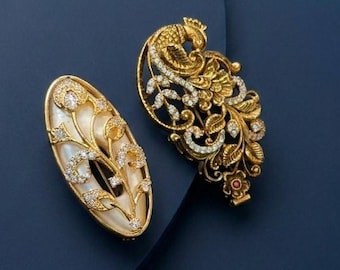 Saree Pins or brooch/Peacock Broach/Wedding saree Brooch/CZ stone Brooch/India Saree Pin/India designer dress pin/ One gram gold Pin