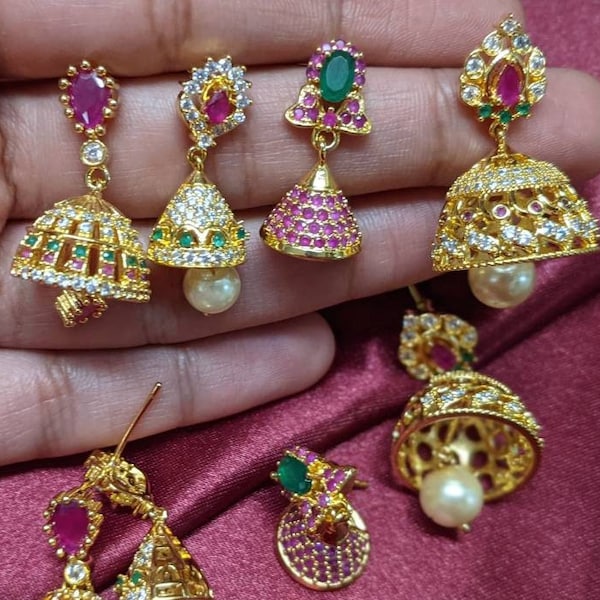 Small size India Jumka Earrings/Daily wear Indian Earrings/kids jhumkas/girls South Indian Earrings/Traditional earrings/wedding earrings