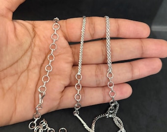 Silver finish necklace extension chain/ diamond jewelry extensions/ adjustable jewelry back chains/ making extension links