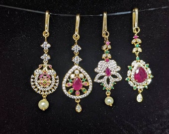 Maang Tikka/ Forehead Jewelry/ Diamond Chandelier Tikka/ CZ Maangtikka/ Boho Grecian hair accessory/southIndian Forehead Jewelry/ gold tikka