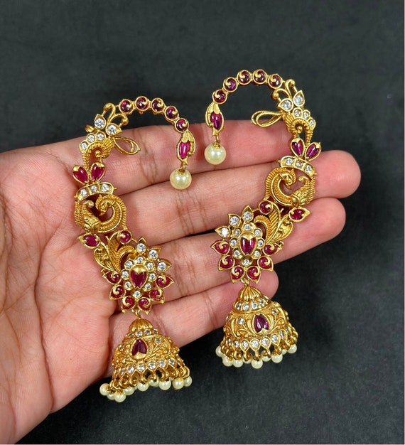 Buy Antique Gold Plated Floral Peacock Jhumki Earrings | Tarinika