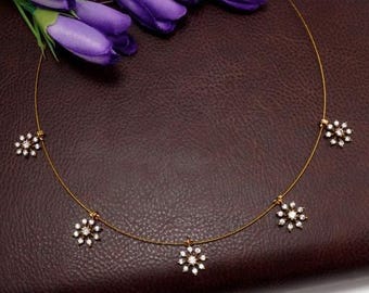 gold plated invisible necklace/ diamond replica necklace/women classy necklace/minimal necklace/kids necklace/treading necklace