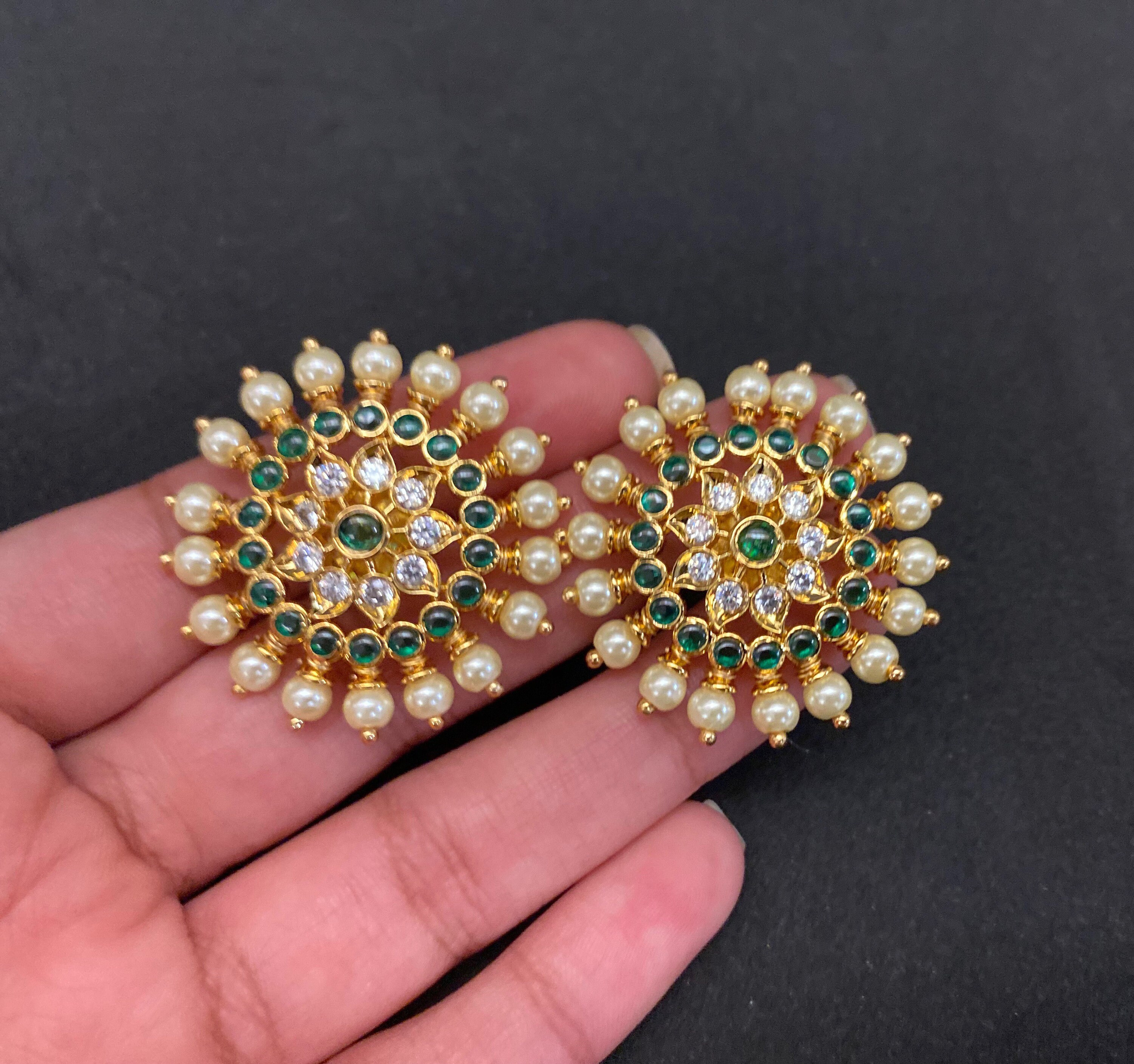 Buy First Quality Gold Plated Big Size Palakka Ear Studs Online