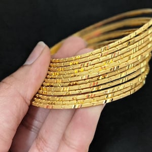 India gold Plated bangles/Set of 12 bangles/handmade bangles/Indian bracelet/dailywear bangle/Wedding jewelry/South India Traditional bangle
