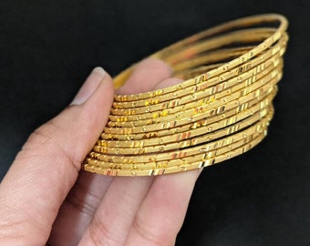 India gold Plated bangles/Set of 12 bangles/handmade bangles/Indian bracelet/dailywear bangle/Wedding jewelry/South India Traditional bangle