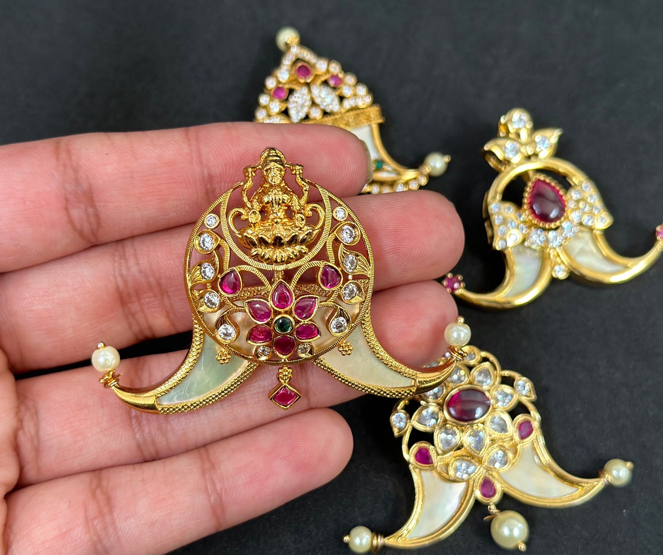 Buy One Gram Gold Plated Peacock Design Tiger Nail Royal Pendant Earrings  Online in India - Etsy