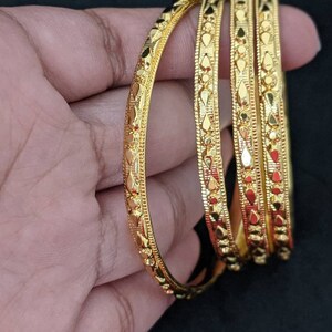 India Gold Plated Bangles/set of 4 Bangles/dialy Wear - Etsy