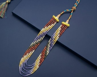 Multi Gemstone Rondelle Necklace | Natural Sapphire Ruby Emerald | Rainbow Statement Jewelry